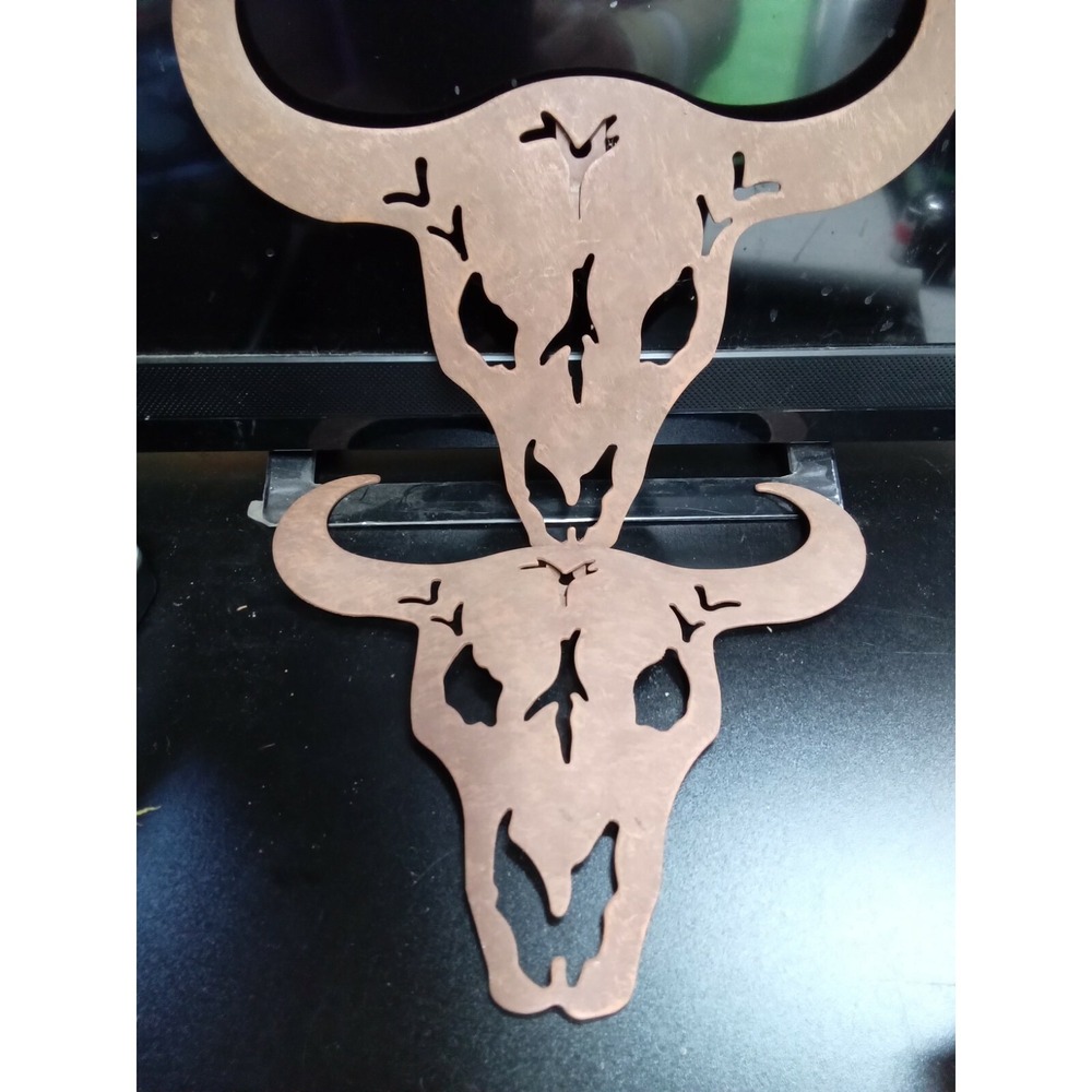 Rustic Metal Steer Skull Wall Art Set‎ of 2 Southwestern Bull Decor Copper Tone